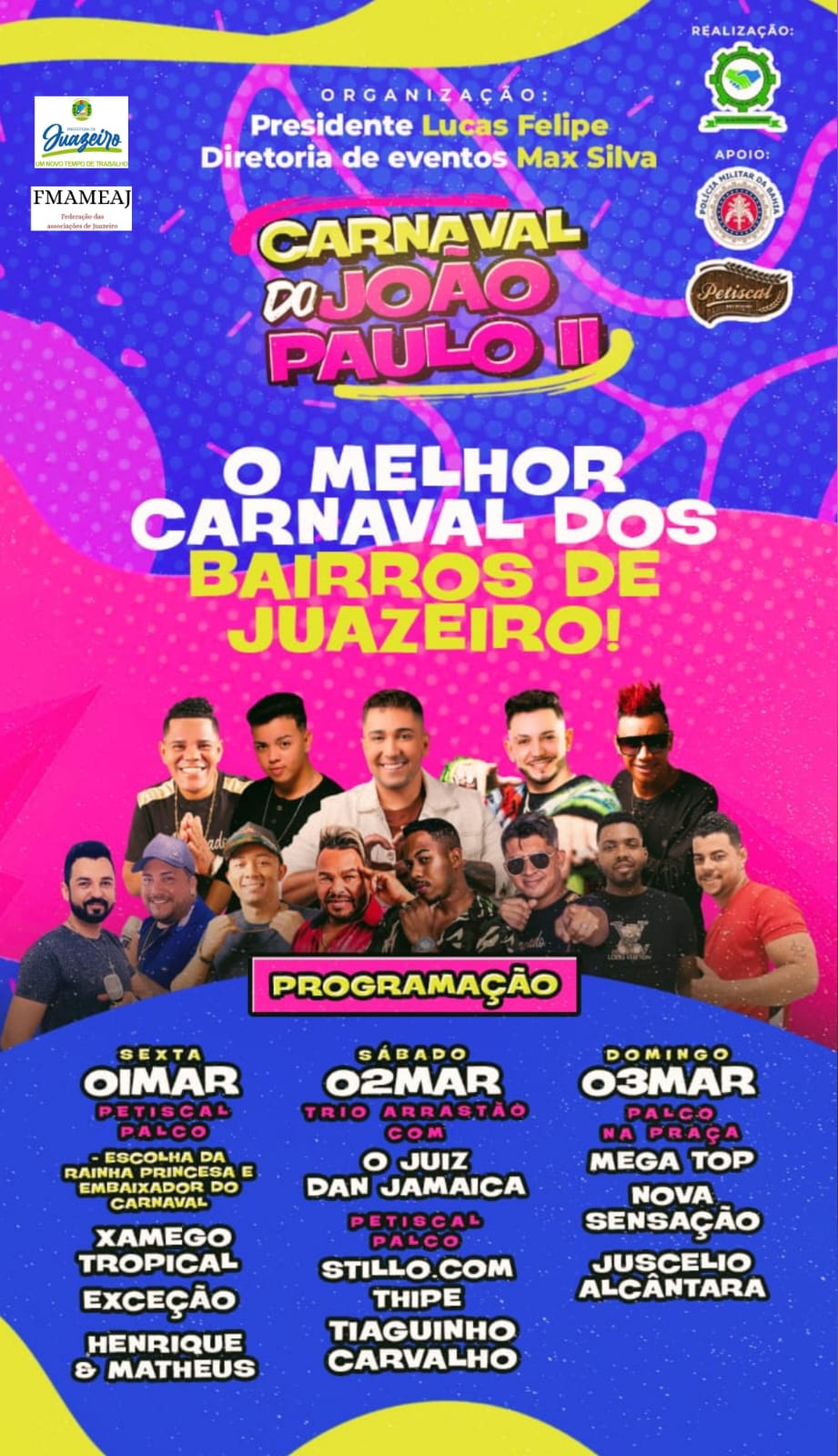 Carnaval do bairro João Paulo II promete agitar o final de semana com muita folia e diversão