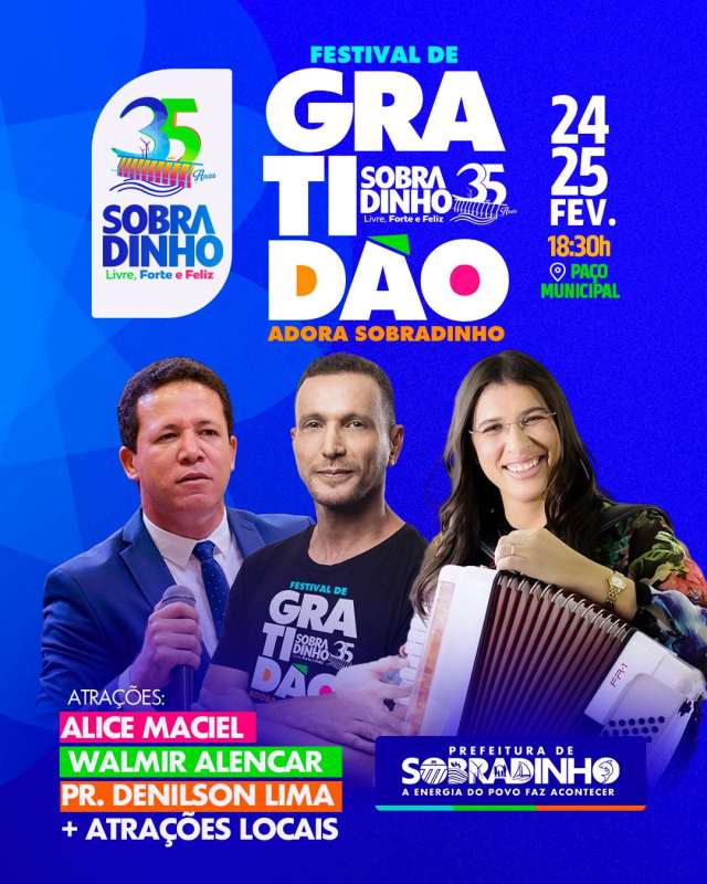 Sobradinho comemora 35 anos com atrações musicais no Festival de Gratidão
