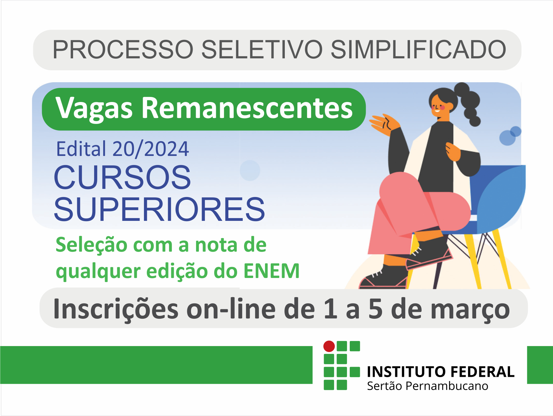 IFSertãoPE anuncia abertura de 128 vagas complementares para o Sisu 2024.1