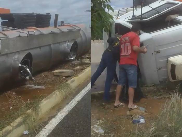 Acidente com carro-pipa próximo a Lagoa Grande deixa homem ferido