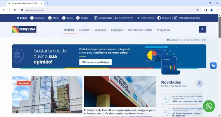 Prefeitura Municipal prorroga prazo de pesquisa de satisfação dos serviços em seu Portal