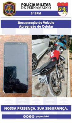 Policiais militares do 5º BPM recuperam motocicleta com restrição de roubo no bairro Dom Avelar, em Petrolina