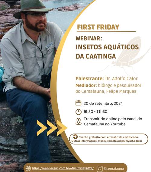 Evento do Cemafauna vai explorar fascinante mundo dos insetos aquáticos da caatinga