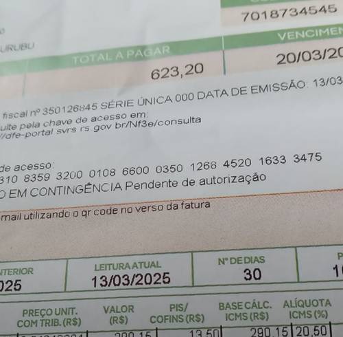 Conta de luz de casal no Serrote do Urubu sobe de R$ 180,00 para R$ 623,20