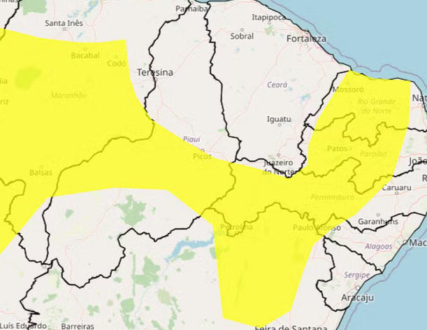 Inmet emite comunicado de chuvas intensas com ‘perigo potencial’ para 36 municípios do interior de Pernambuco; veja a lista