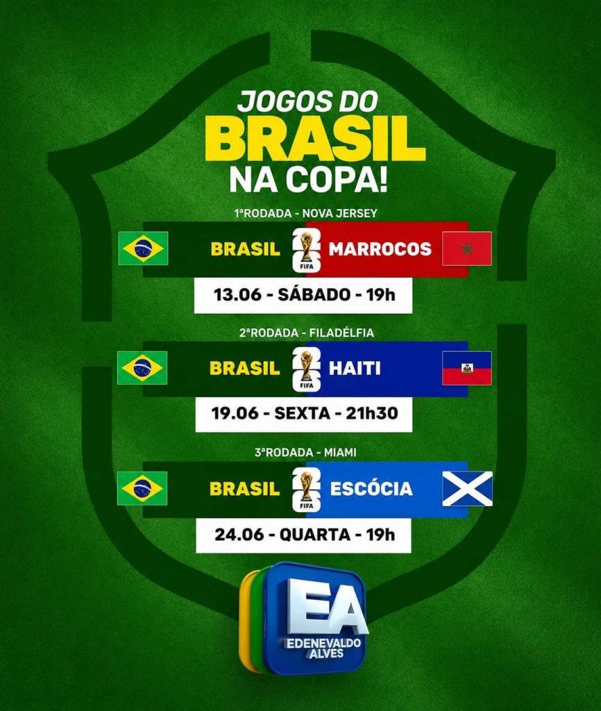Tabela de jogos do Brasil na Copa do Mundo para você não perder nenhum lance
