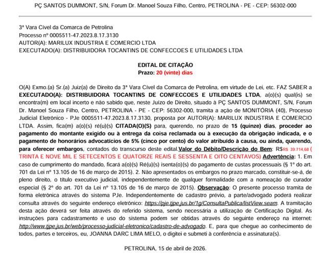 Edição de Citação no Blog do Petrolina.lat