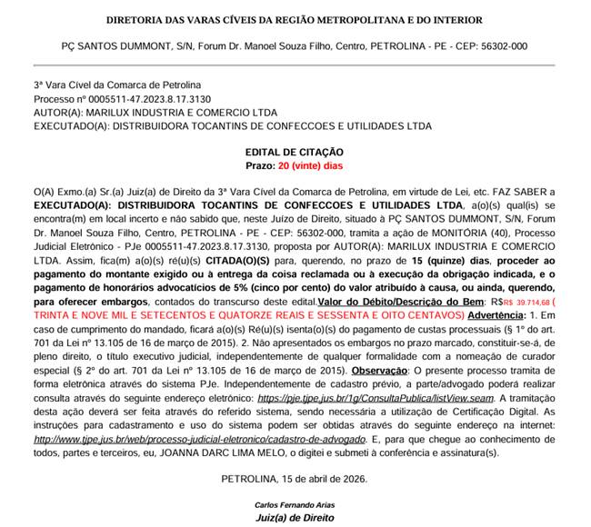 Edição de Citação no Blog do Petrolina.lat