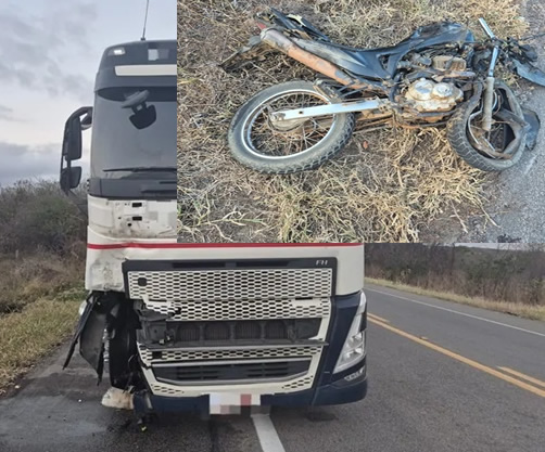 Acidente fatal na BR-116: homem perde a vida em colisão entre moto e caminhão em Salgueiro