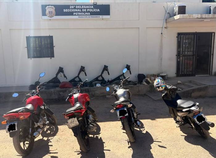 PCPE em Petrolina recupera motocicletas furtadas e realiza prisão em flagrante dos suspeitos.