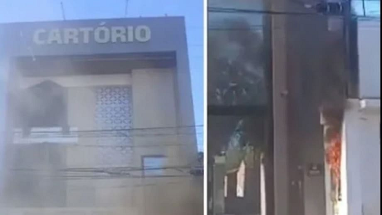Funcionários contêm incêndio no Cartório Civil de Juazeiro após fogo se espalhar.