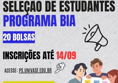 Inscrições abertas na Univasf para 20 bolsas de incentivo acadêmico Inscrições abertas na Univasf para 20 bolsas de incentivo acadêmico