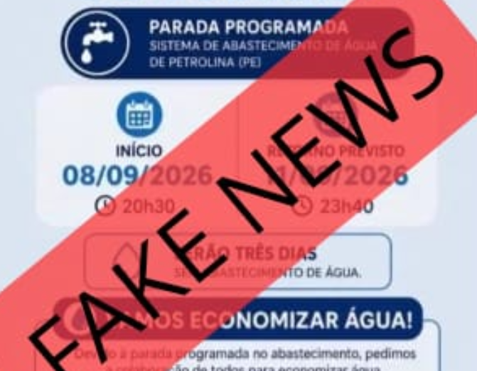 Parada programada da Compesa não corresponde à imagem que circula nas redes sociais; confira a data correta da manutenção.