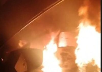 Veículo pega fogo após atingir animal em Sobradinho
