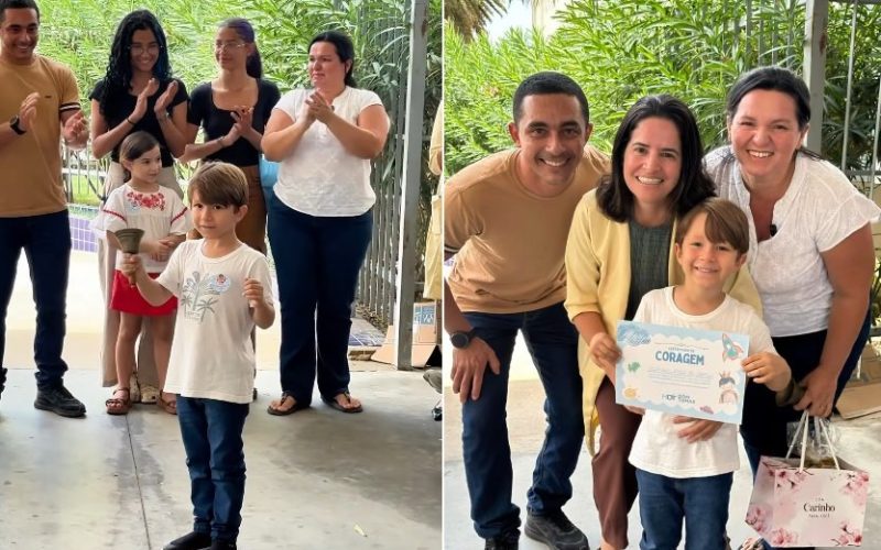 Emoção: Davi finaliza tratamento de quimioterapia e celebra vitória tocando o sino da cura no Hospital Dom Tomás