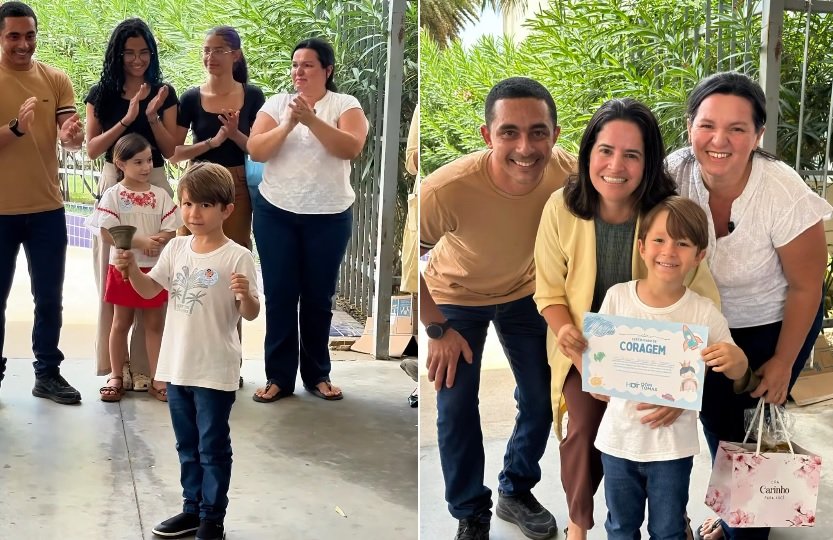 Emoção: Davi finaliza tratamento de quimioterapia e celebra vitória tocando o sino da cura no Hospital Dom Tomás