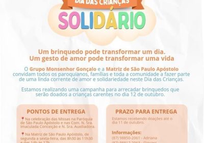Igreja de São Paulo Apóstolo coleta brinquedos para crianças de Petrolina