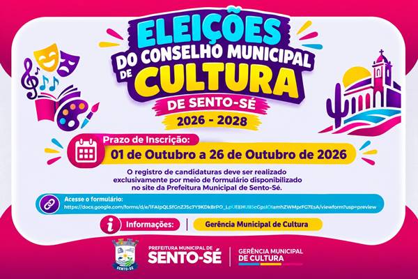 Inscrições abertas para a eleição do Conselho Municipal de Cultura em Santo Sé