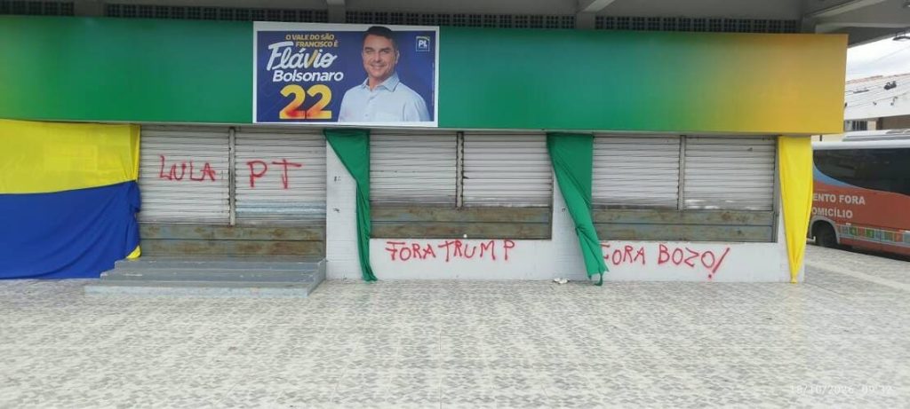 PL em Petrolina divulga nota de repúdio após vandalismo no Comitê de Flávio Bolsonaro