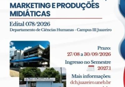 Uneb estende o prazo de inscrição para especialização em Gestão da Comunicação em Juazeiro Uneb estende o prazo de inscrição para especialização em Gestão da Comunicação em Juazeiro