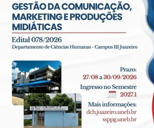 Uneb estende o prazo de inscrição para especialização em Gestão da Comunicação em Juazeiro